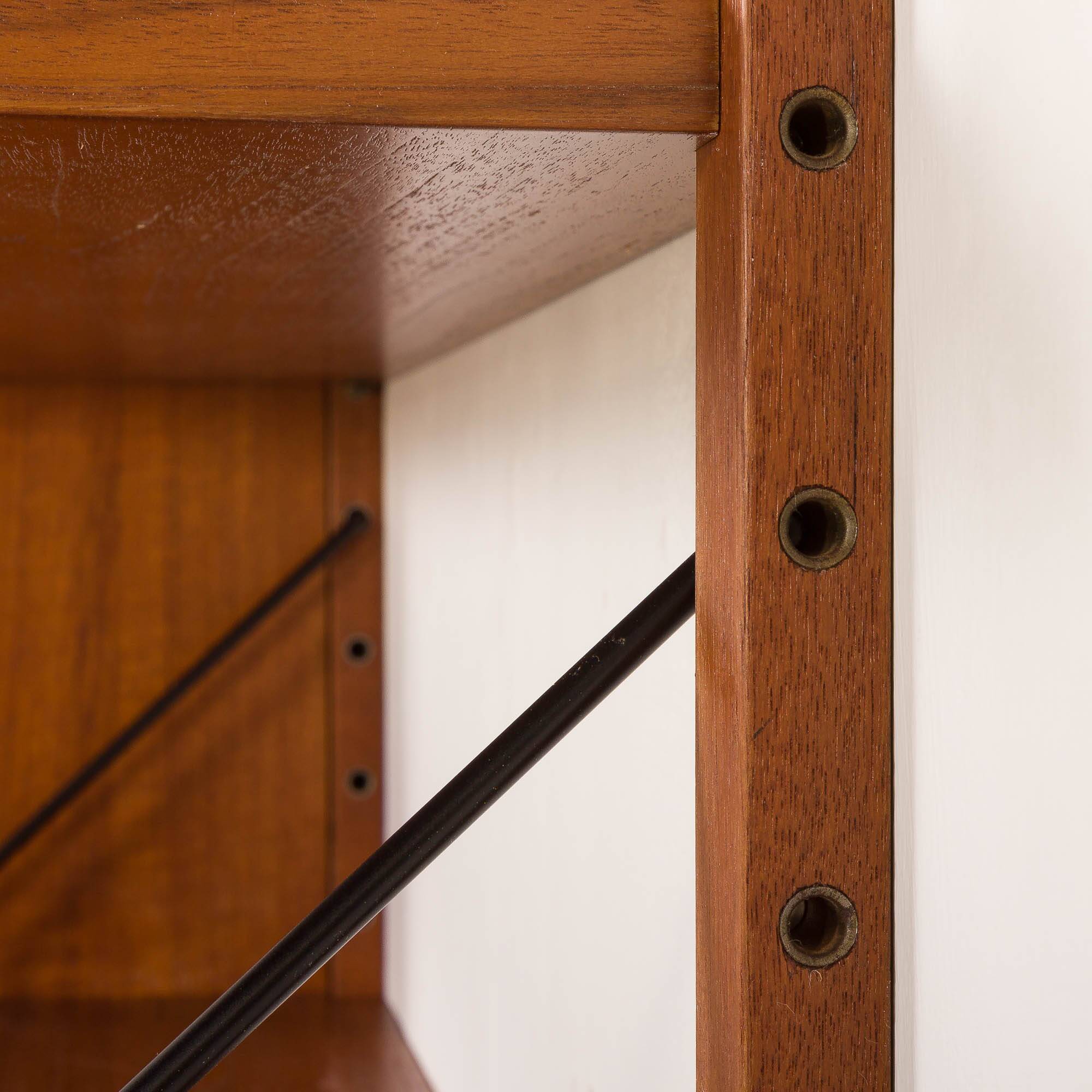 Scandinavian vintage shelving wall unit with a bureau and bar cabinet, Den