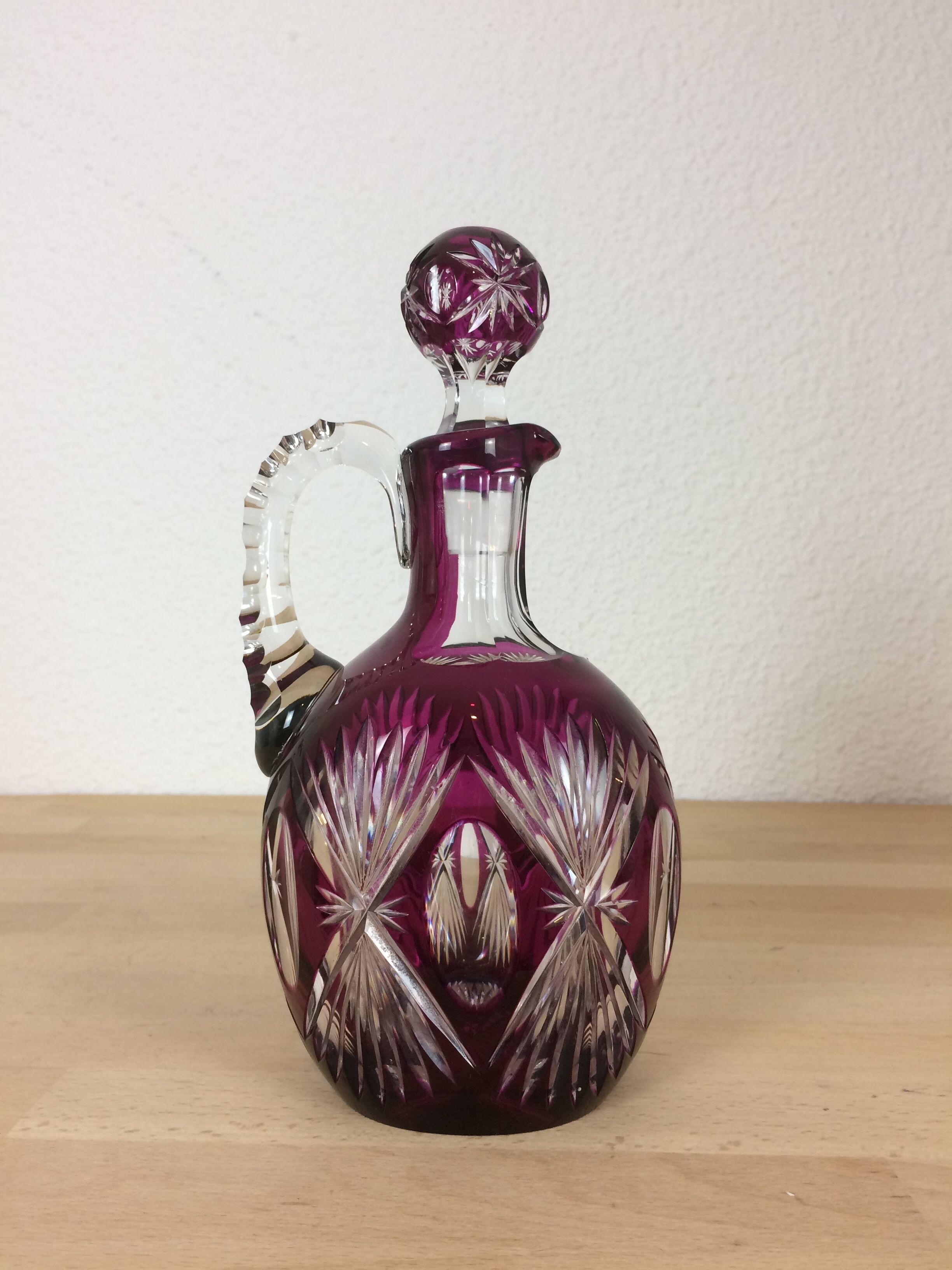 Val Saint Lambert double-layer red cut crystal carafe