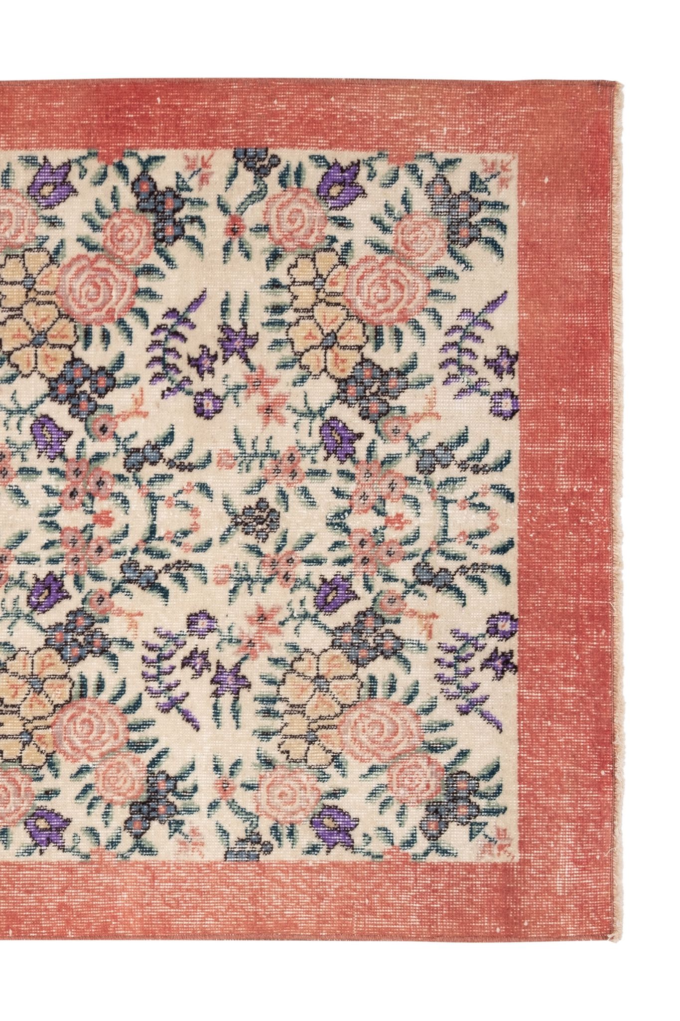 Vintage Turkish Sparta Floral Rug, 1970s