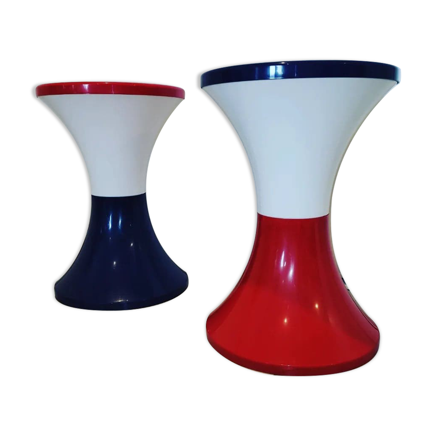 Pair of plastic Tam Tam stools. Original colors.