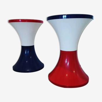 Pair of plastic Tam Tam stools. Original colors.