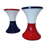 Pair of plastic Tam Tam stools. Original colors.