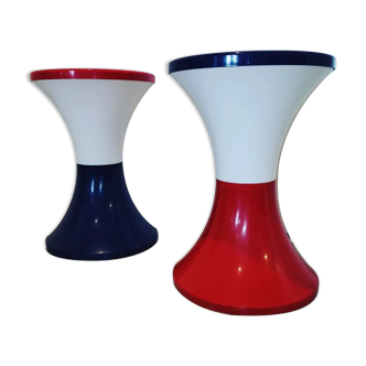 Pair of plastic Tam Tam stools. Original colors.