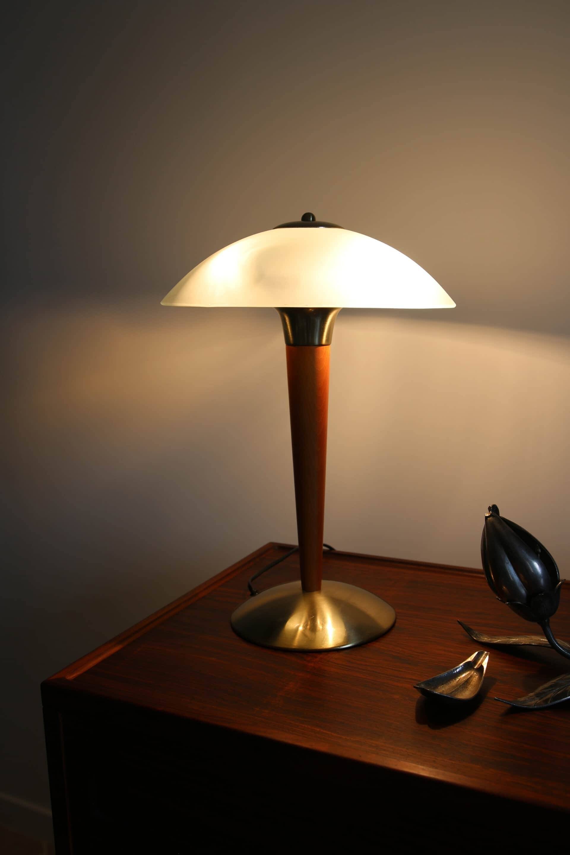 Lampe champignon postmoderne Verre et Bois