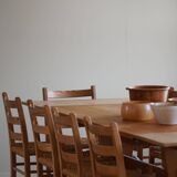 Set of 10 dining chairs in pine with sea grass seats, Danish design from the mid-20th century.