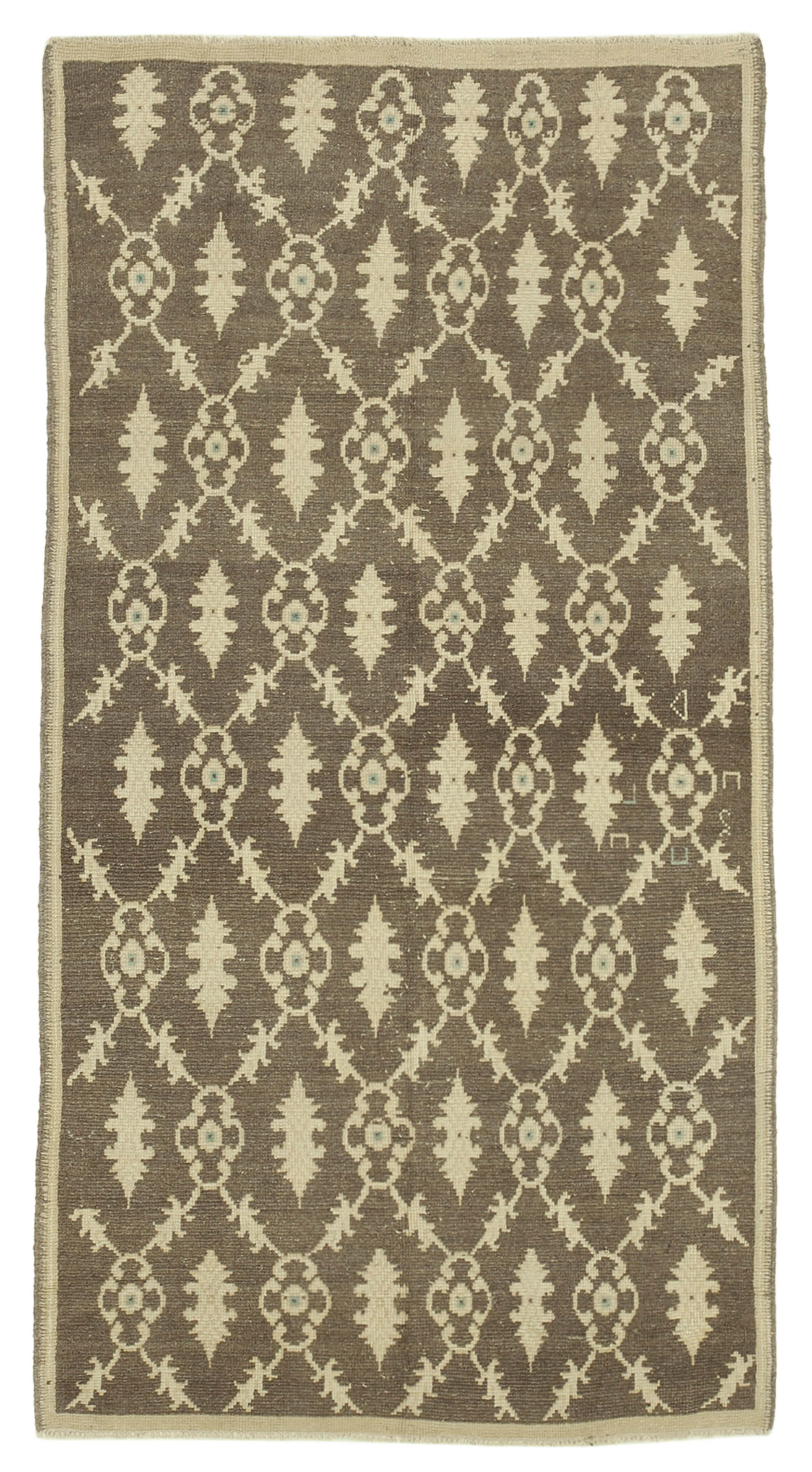 1970s Handwoven Vintage Anatolian Beige Rug 112 cm x 214 cm