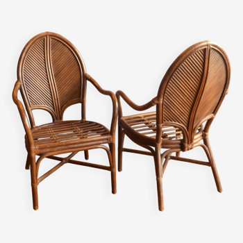 Pair of armchairs attributed to Vivai del Sud, Italy 70s/80s