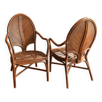 Pair of armchairs attributed to Vivai del Sud, Italy 70s/80s