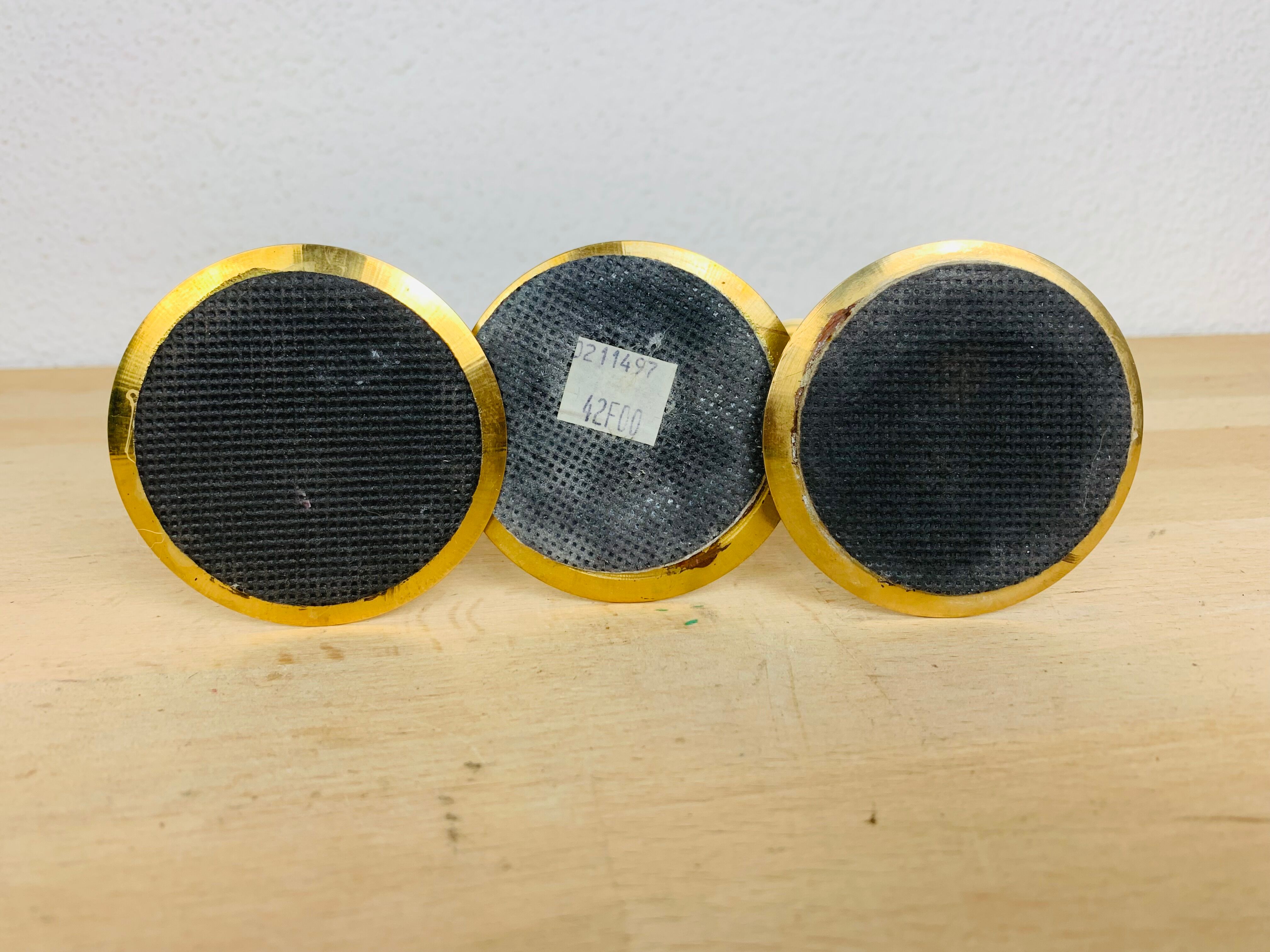 Three Scandinavian brass candle holders