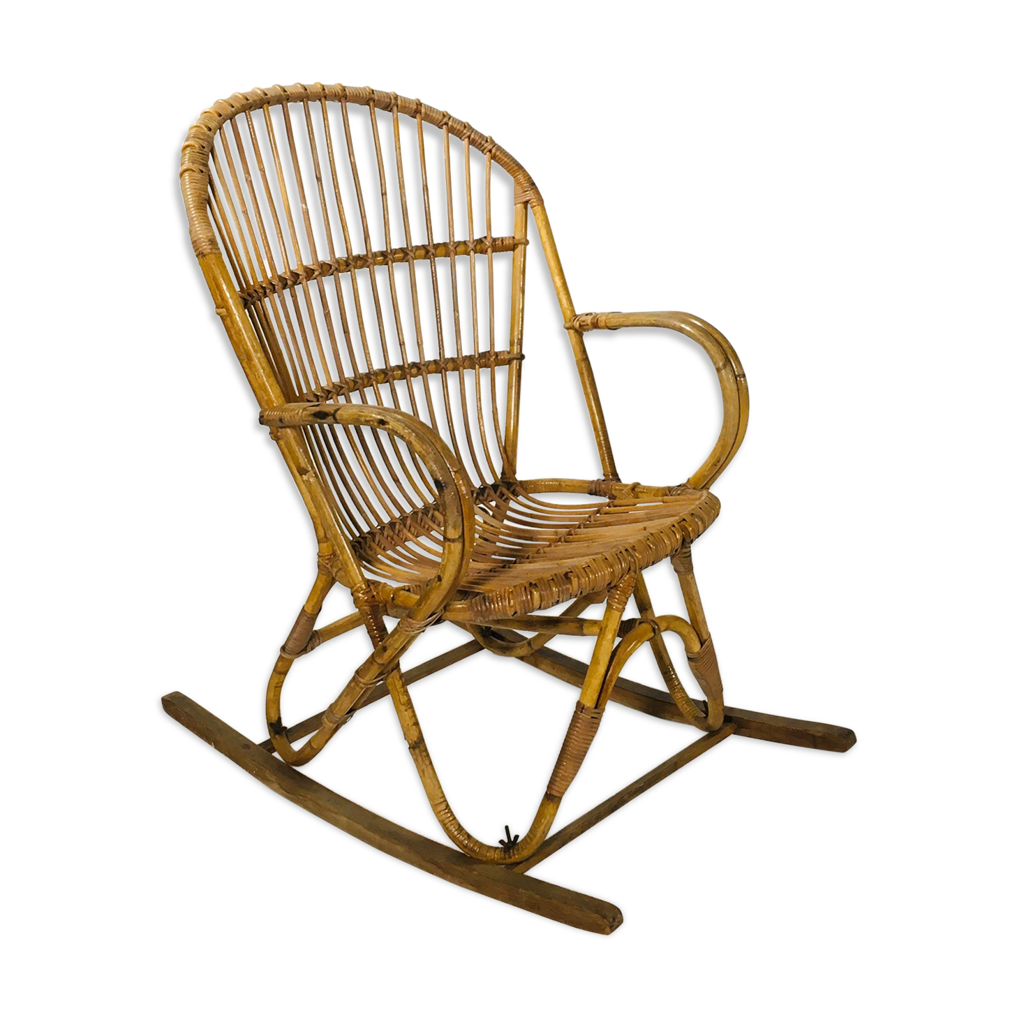 Fauteuil à bascule en bambou, France 1960