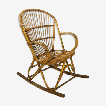 Bamboo rocking chair, France 1960's