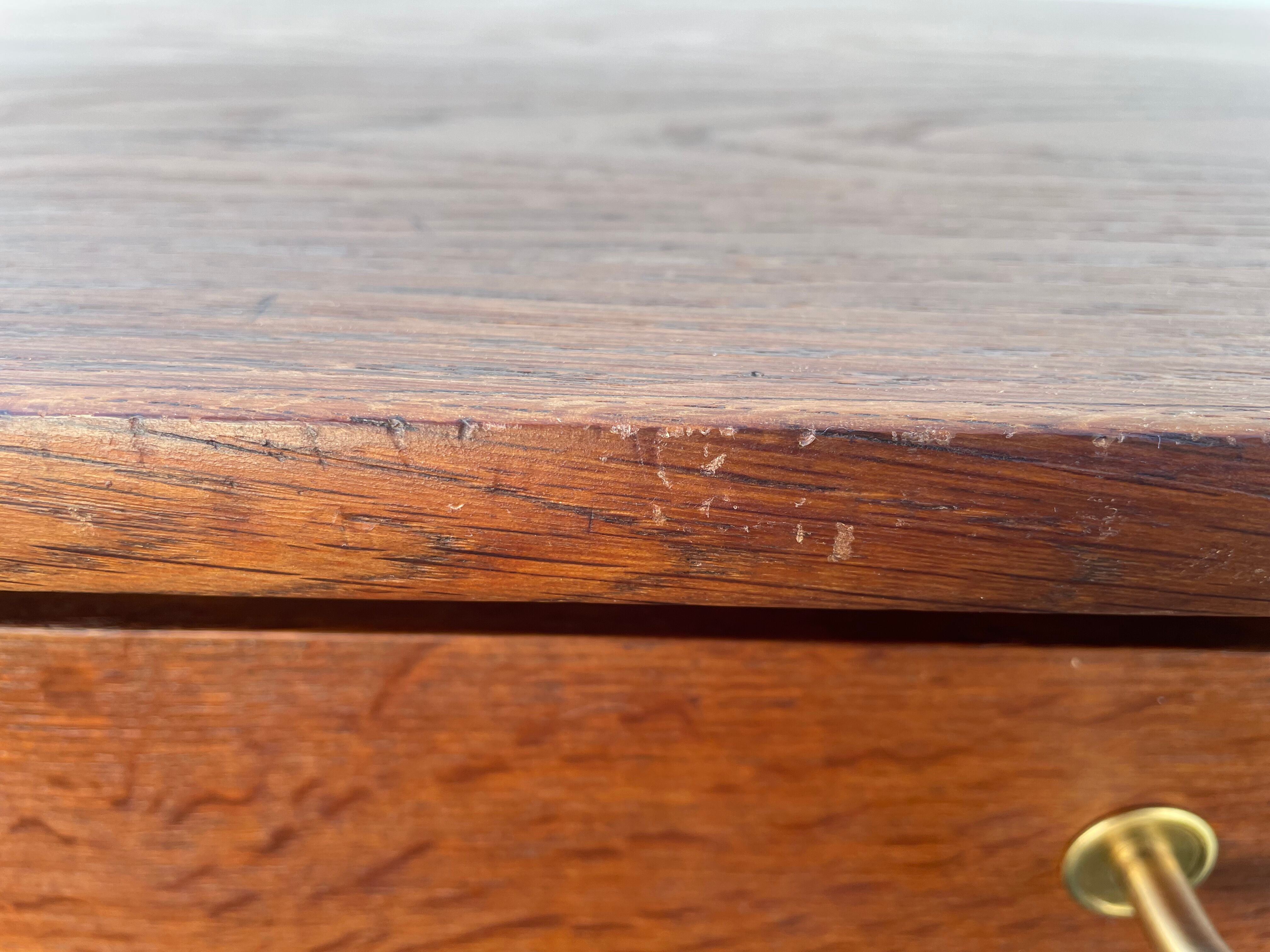 Modernist wooden desk with compass feet 1950