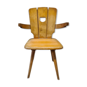 chaise bois brutaliste - 1960