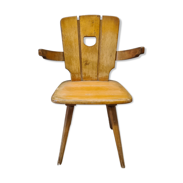 Chaise bois brutaliste 1960
