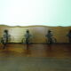 Wooden wall coat rack and its 4 wrought iron hangers, 60s