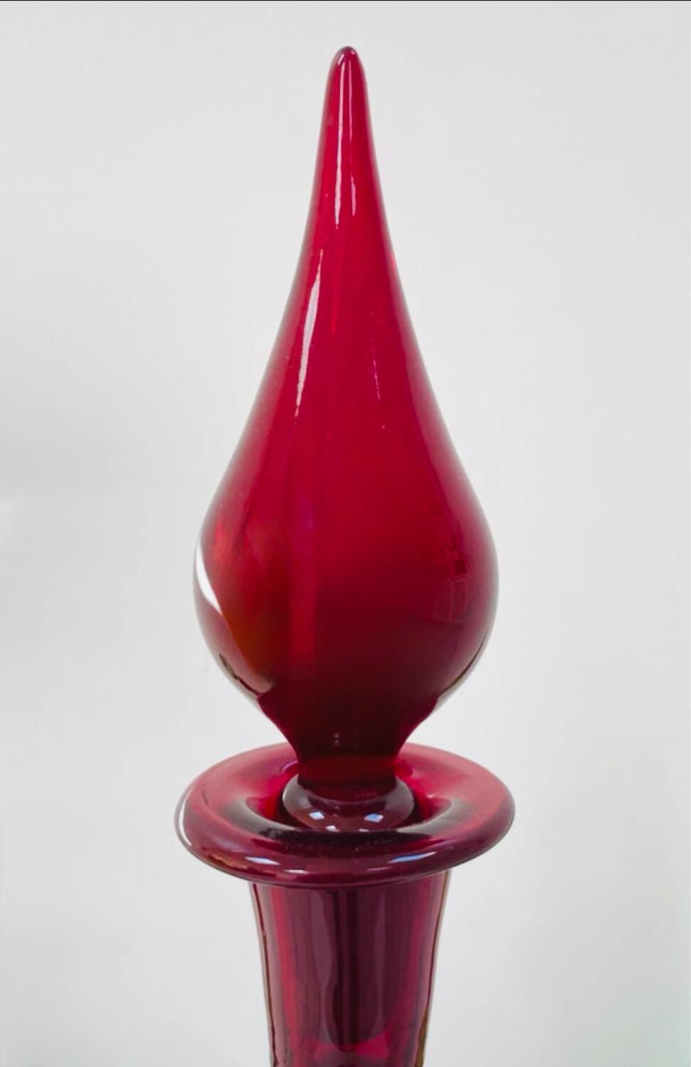 Large Empoli red blown glass carafe / Genie Bottle