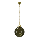 1970s Czech Smoked Glass Globe and Brass Pendant Light