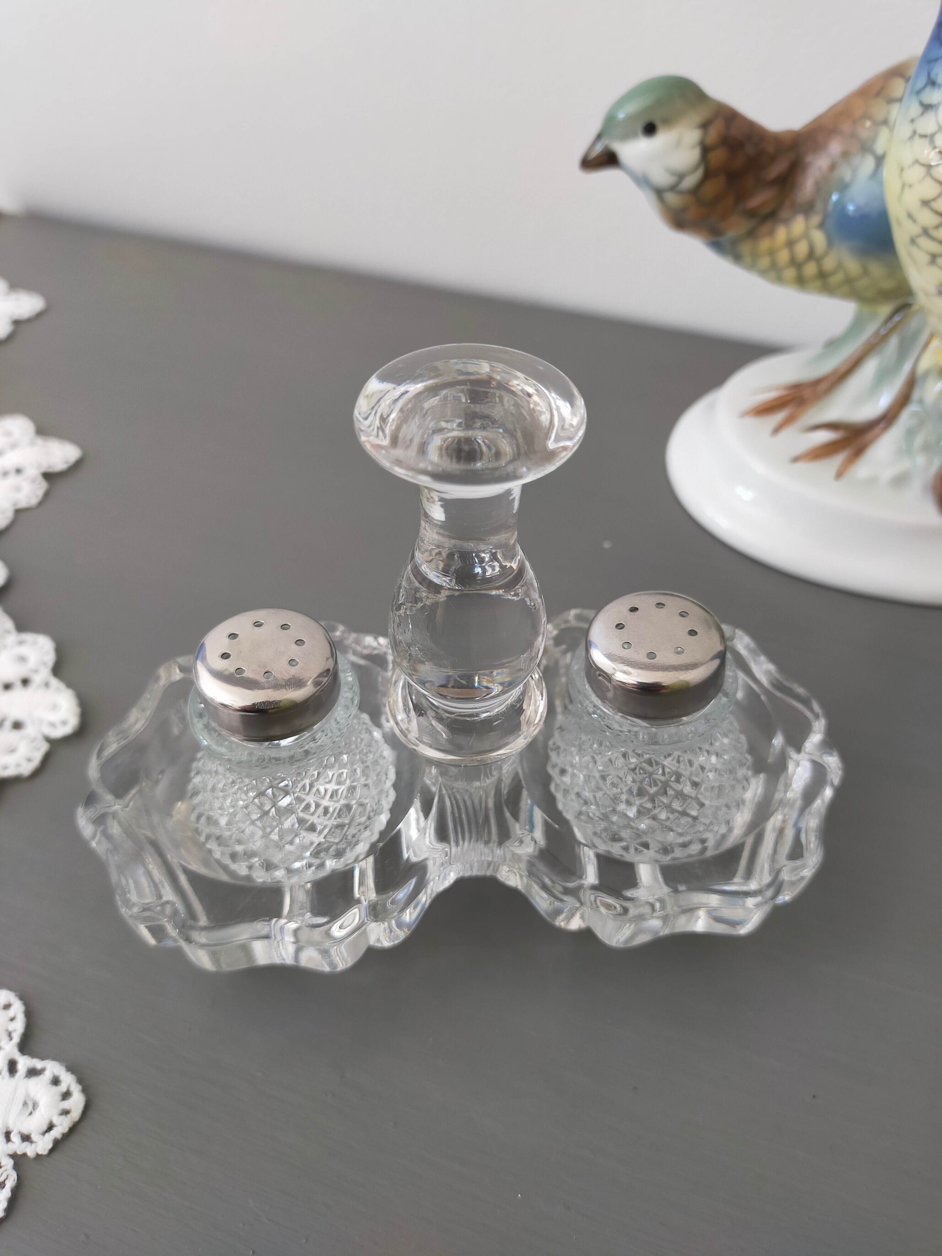 Salt and pepper shaker vintage glass
