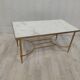 Table basse marbre blanc et métal doré