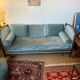 Vintage Louis XVI style blue velvet sofa