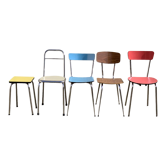 Mismatched formica chairs and stool 1960