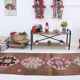 Geometric brown oushak runner rug, 97x326cm