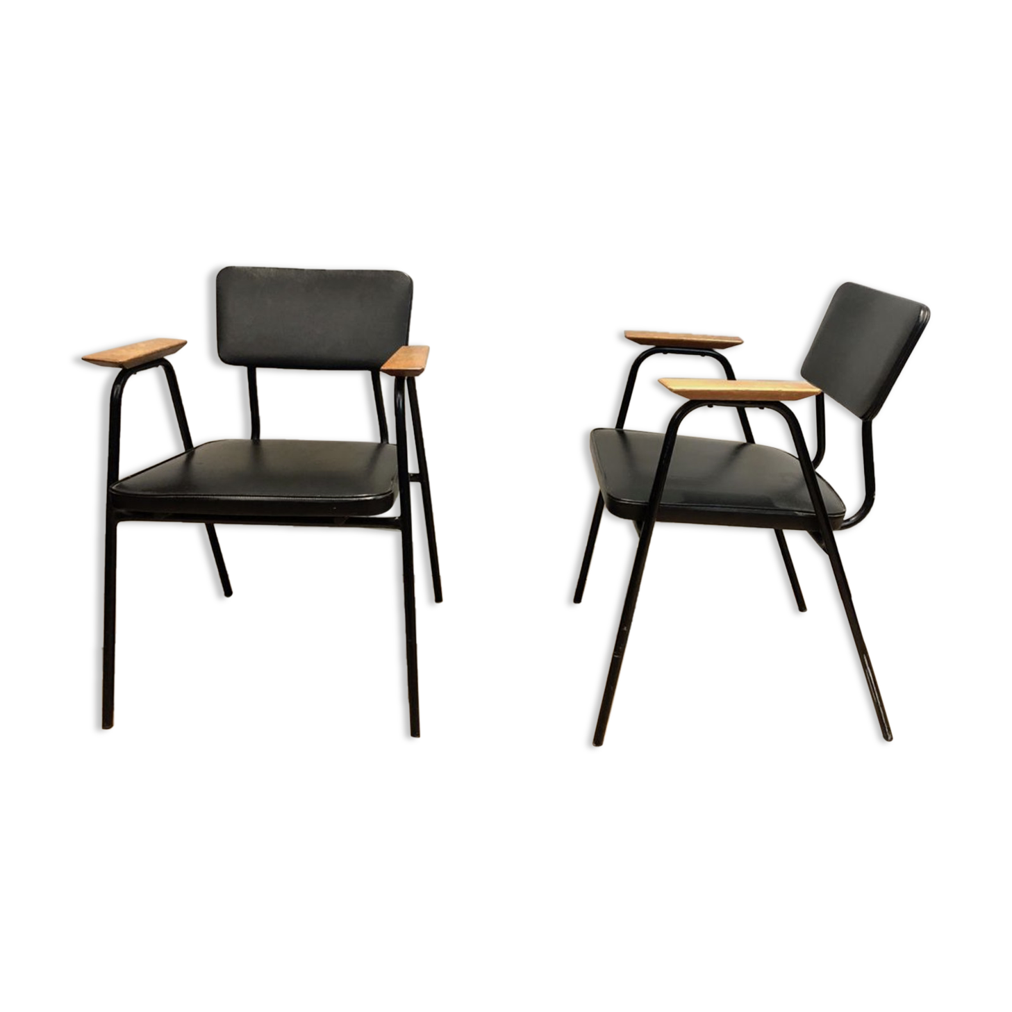 Paire de fauteuils laqués noirs Willy van de Meeren 1950