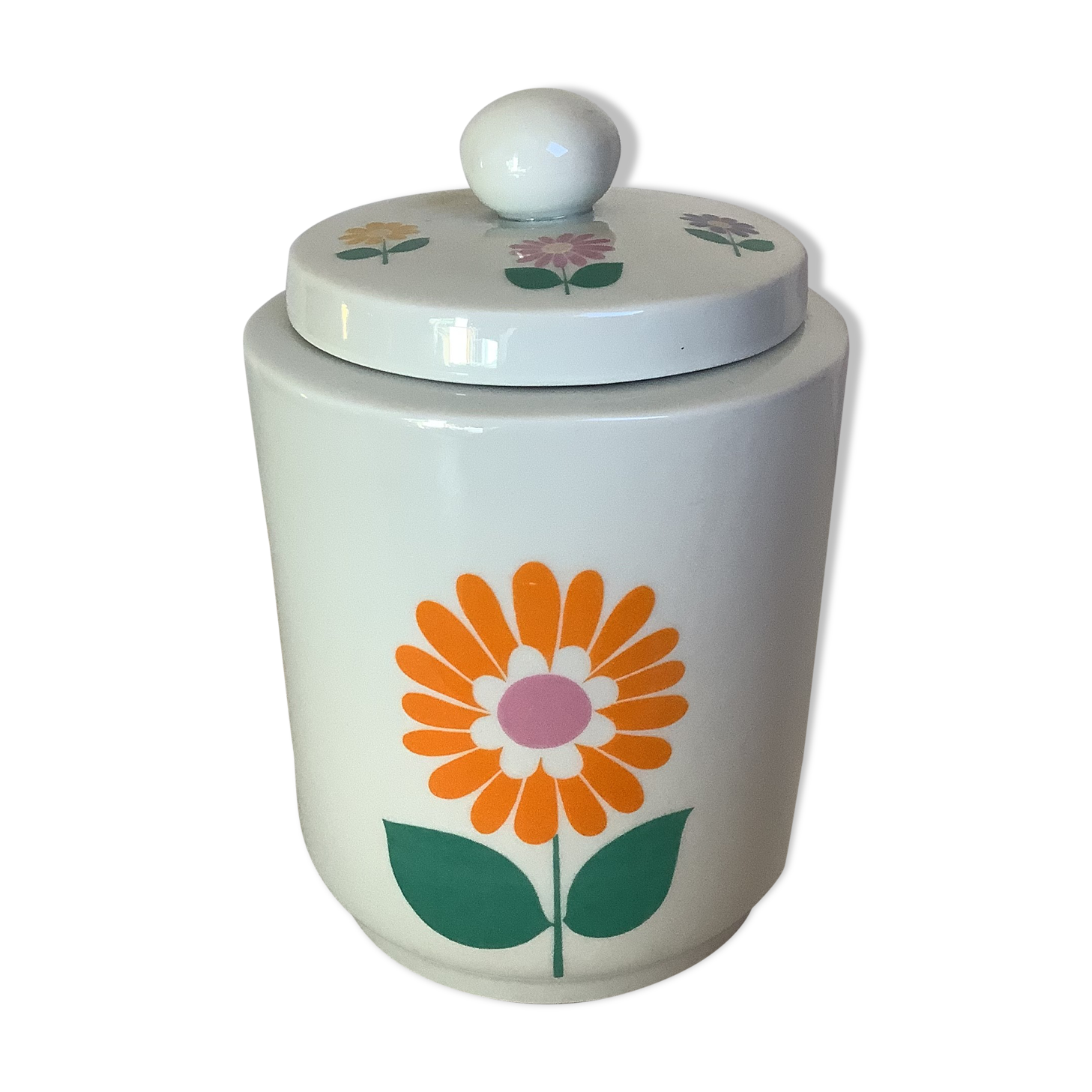 Purple pink yellow flower pot