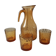 Set of carafe and 3 amber whisky glasses 70s