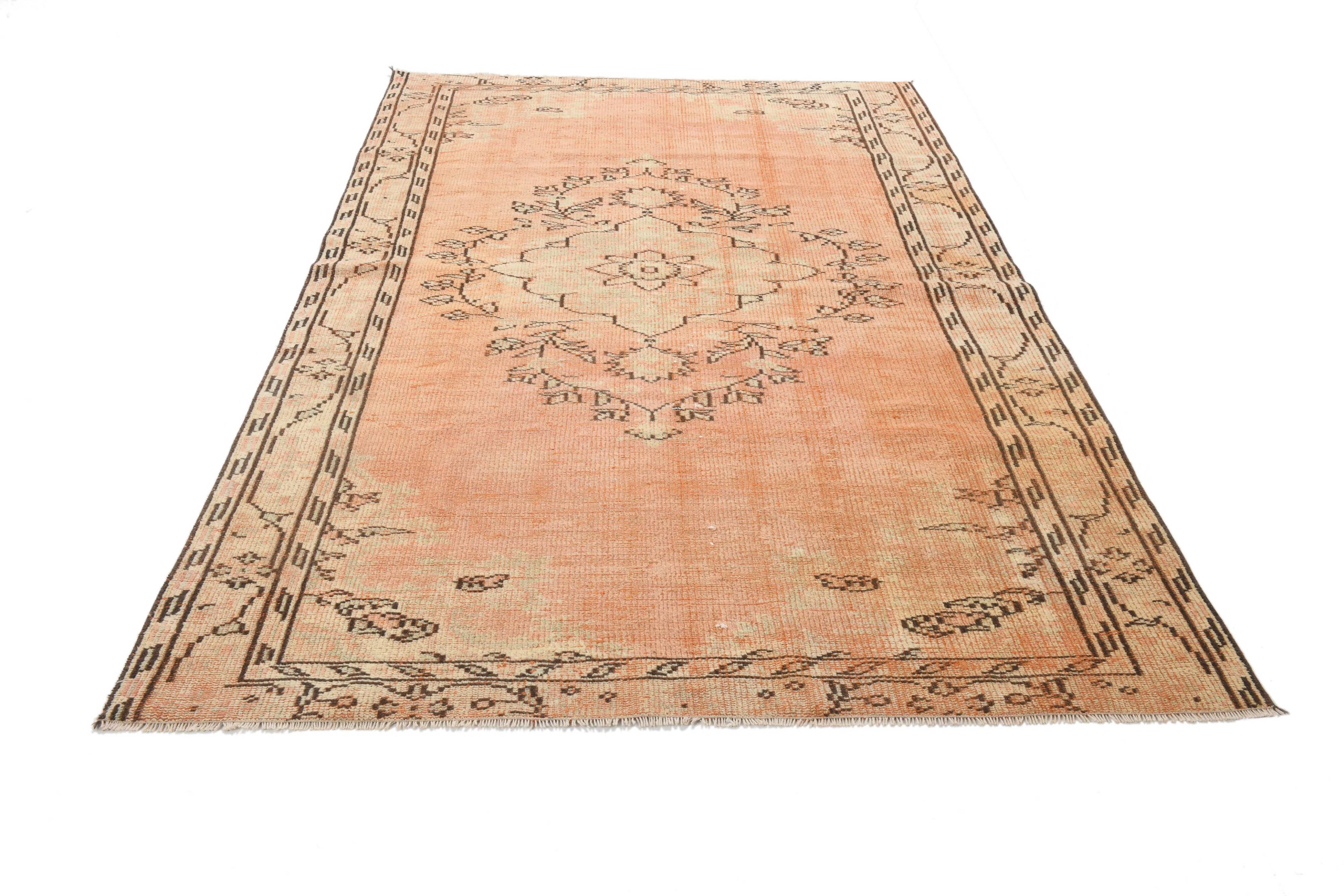 5x8 Salmon & Peach Geometric Persian Rug, 156x255Cm