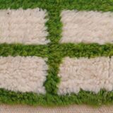 Moroccan Berber rug with reverse checkered pattern in green