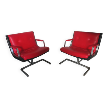 Pair of leather armchairs by Raphael Raffel from the 70s