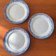 Set of 3 Sarreguemines mimosa blue vintage earthenware flat plates