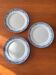 Set of 3 Sarreguemines mimosa blue vintage earthenware flat plates