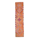 Tapis vintage orange citrouille 3x11, en laine, 77x326 cm
