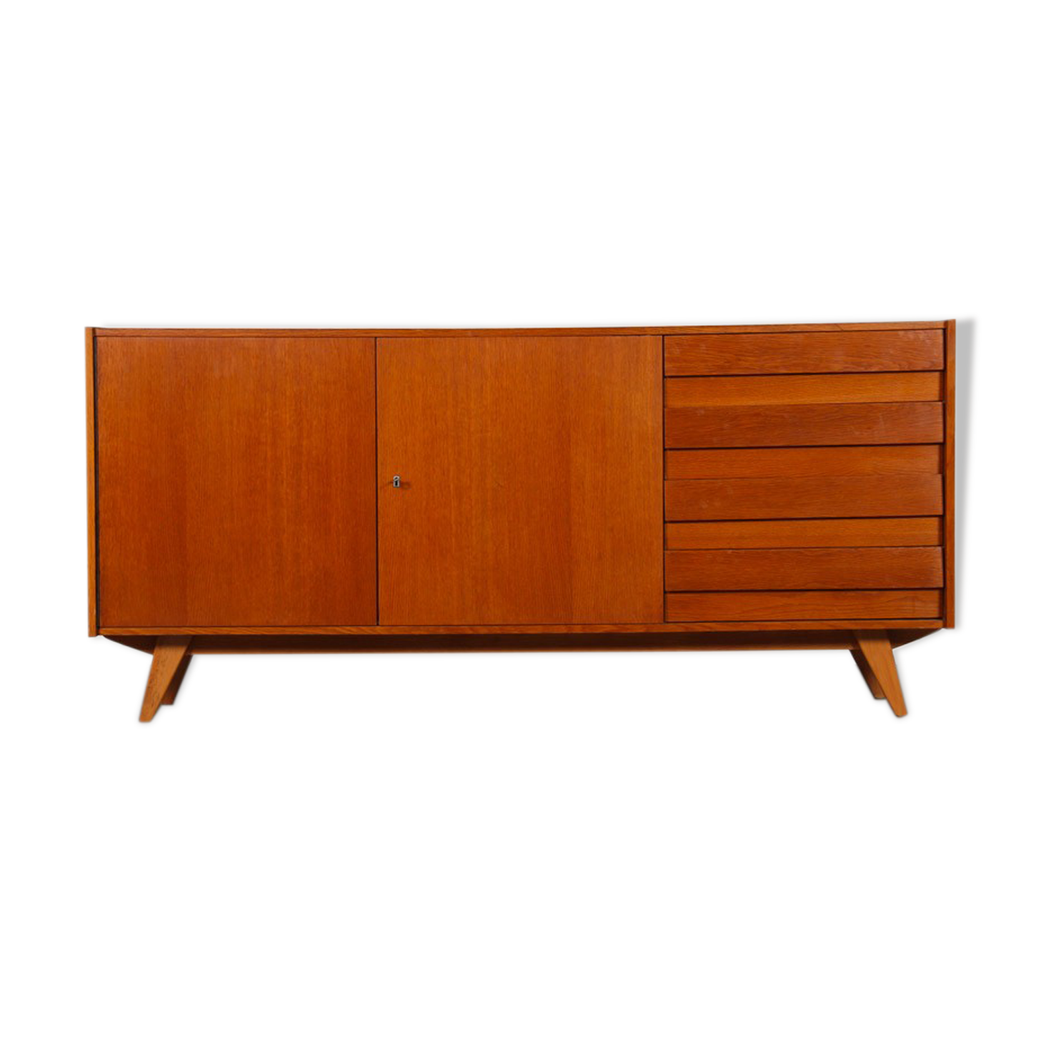 Oak row by Jiroutek for Interier Praha, model U-460, 1960