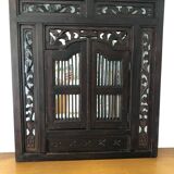 Vintage Indonesian teak shuttered mirror