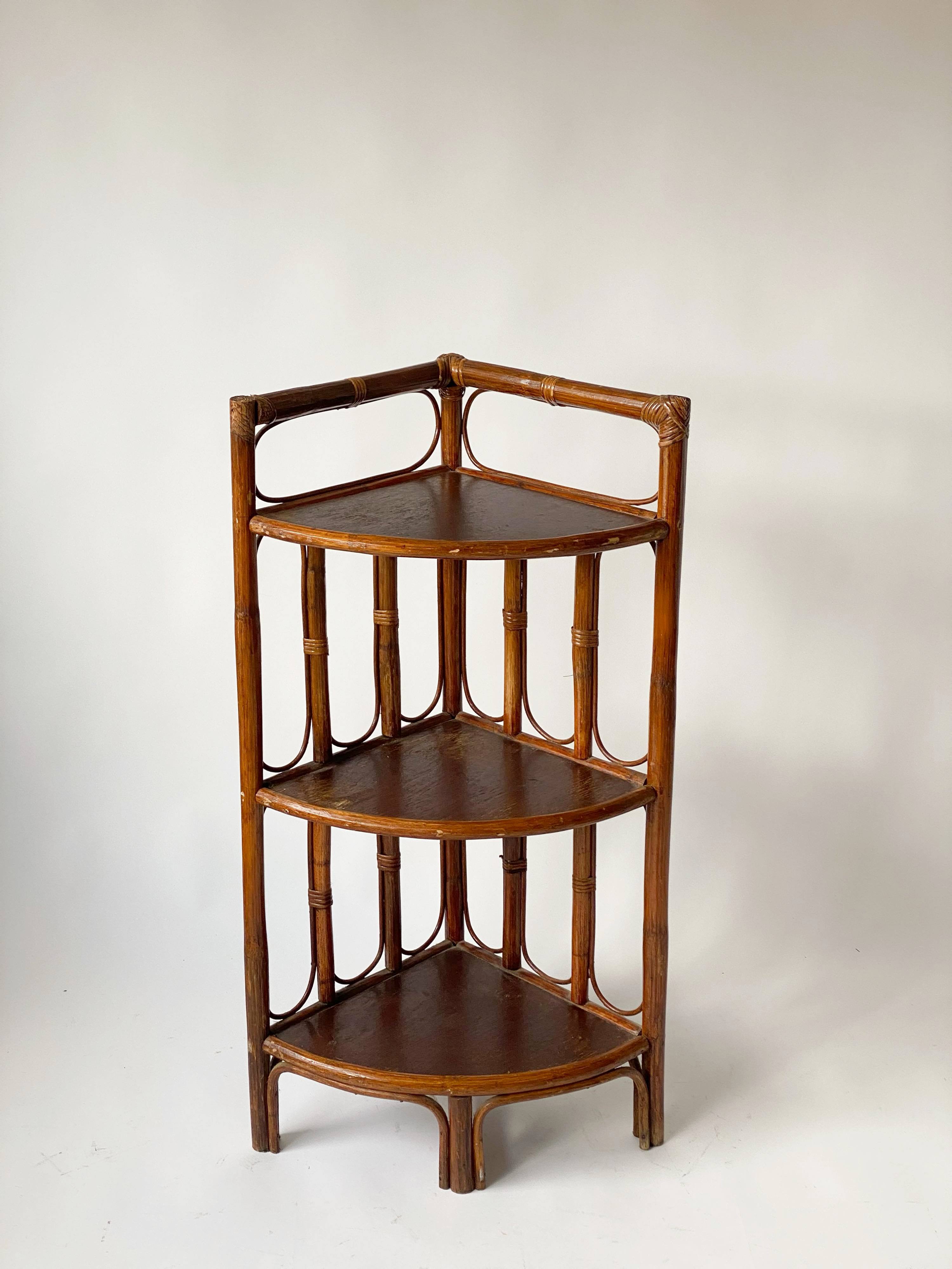 Rattan angle shelves