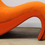Vintage organic armchair in orange fabric and fiber, 1970