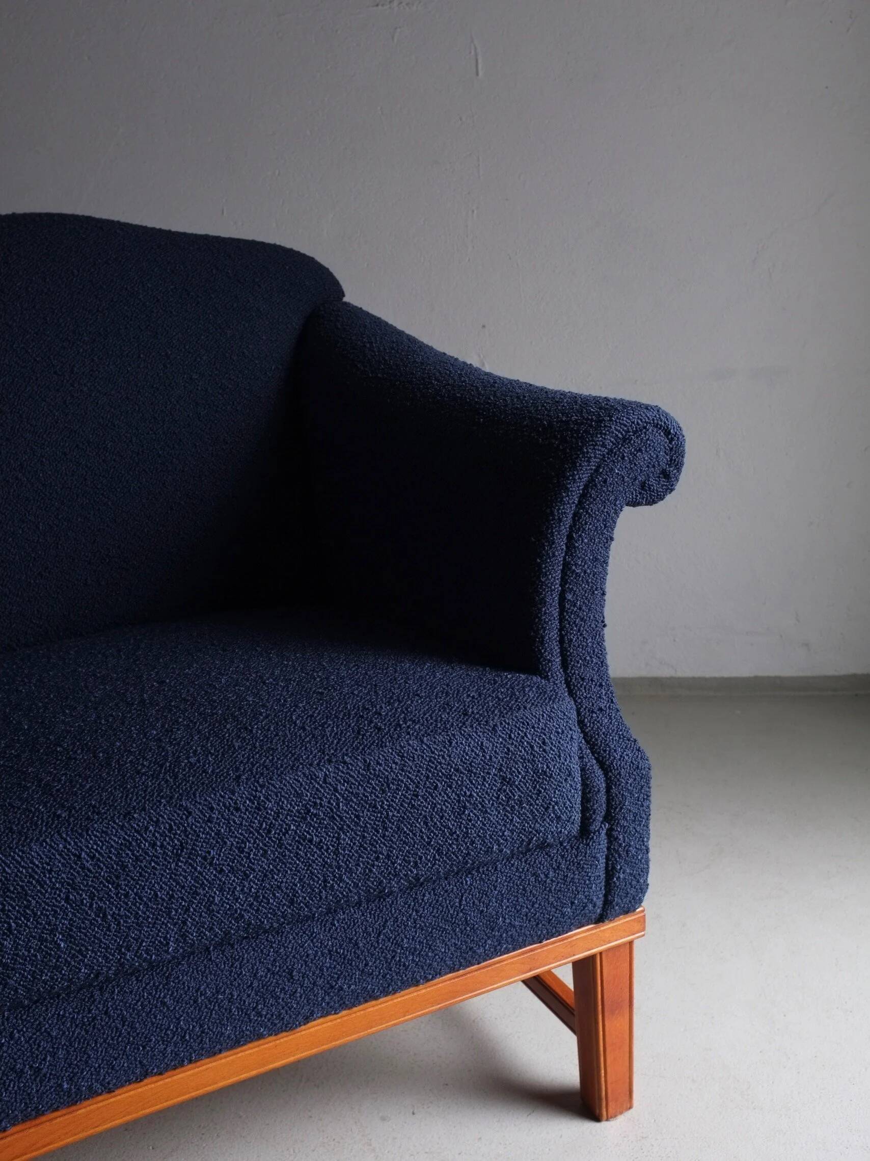 Navy boucle lounge chair | Sweden | 1940s