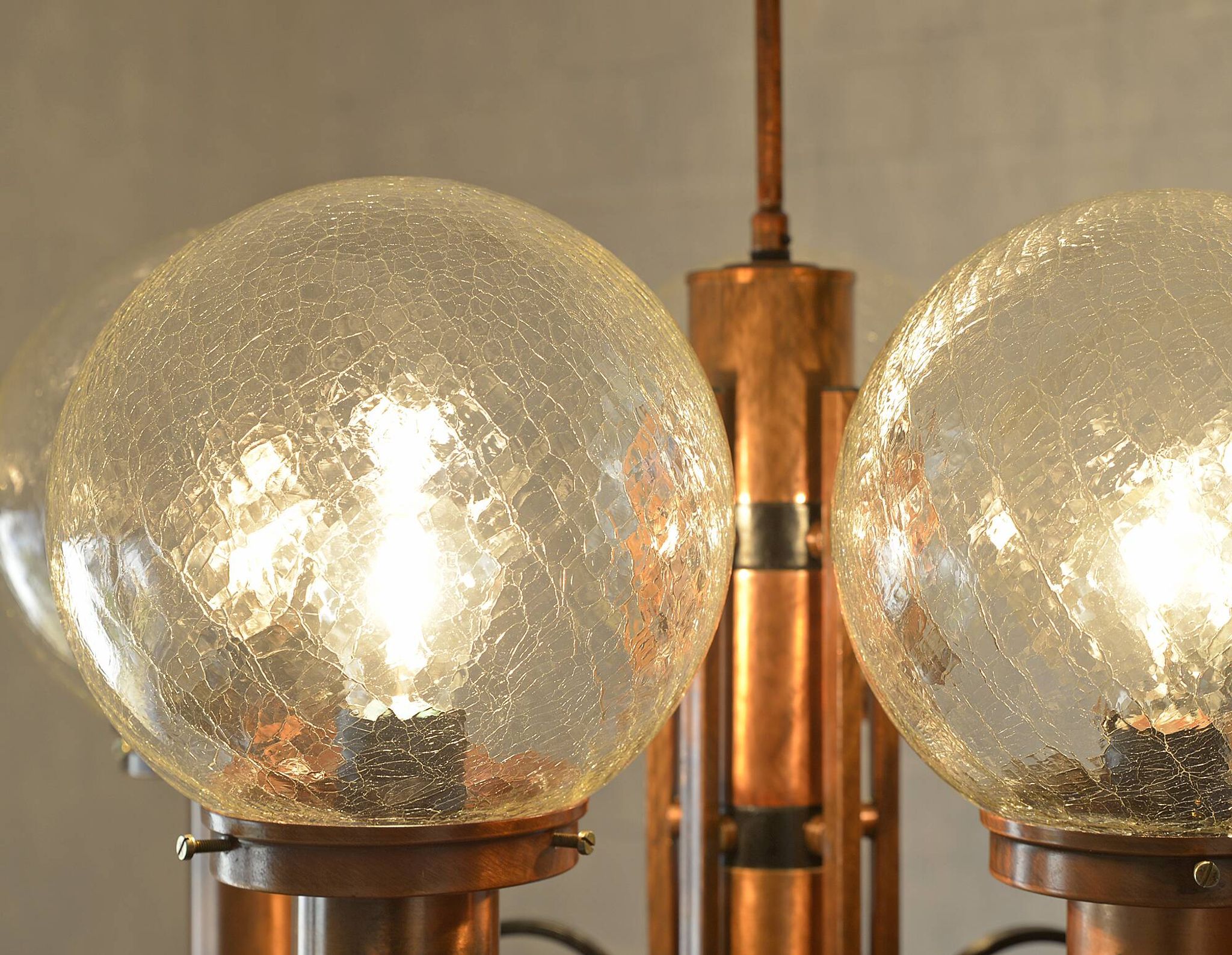 X Large vintage copper chandelier 1980's brutalist hanging light MCM