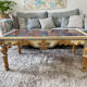 Baroque style coffee table colored glass