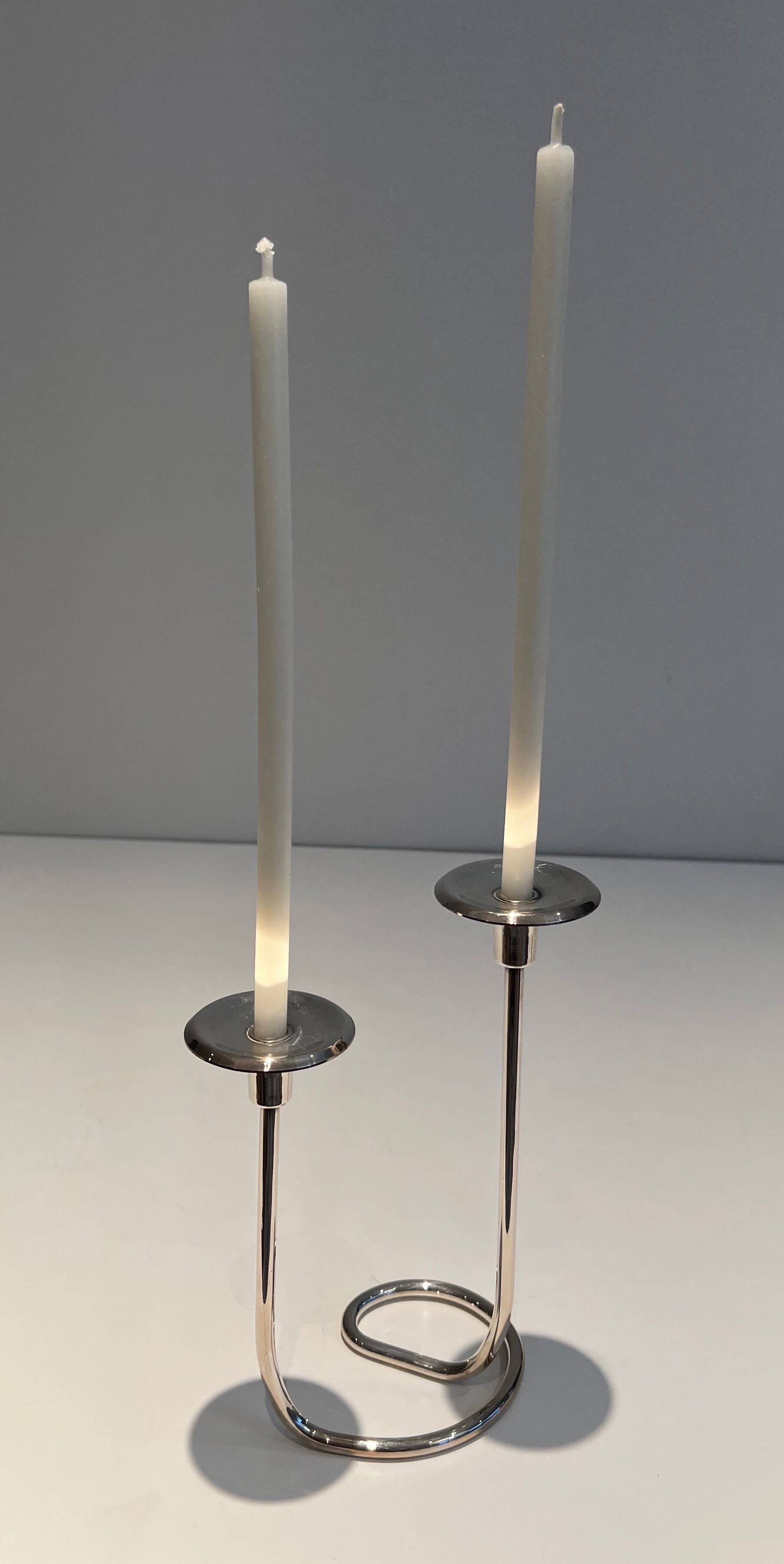 Silver-plated metal candle holder