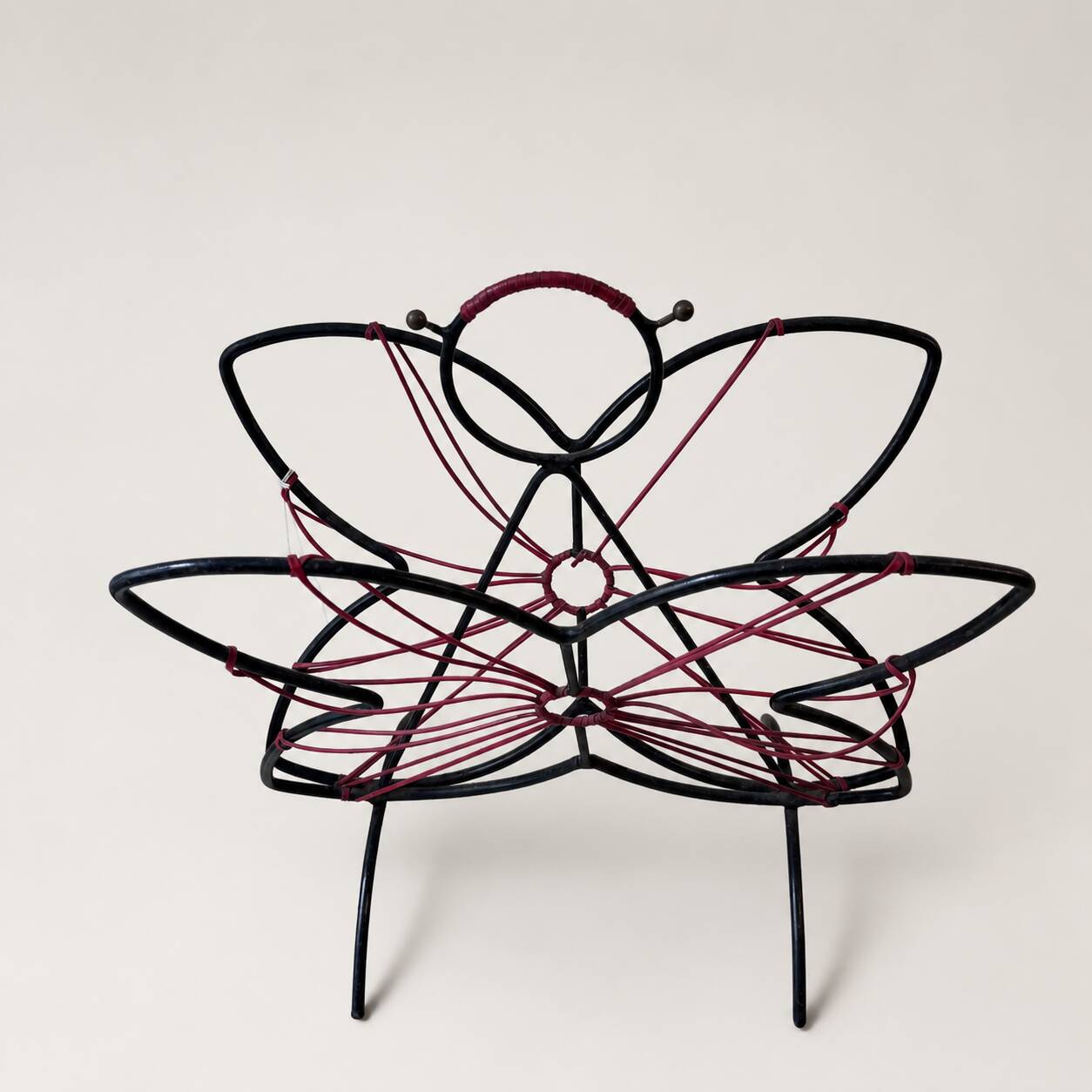 Butterfly magazine rack in metal wire, 1950s-60s