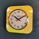 Vintage silent wall pendulum clock from the 60s square "Kiulé flowers"