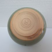 Bowl and round ceramic dish enamelled blue green brown vintage signed vintage