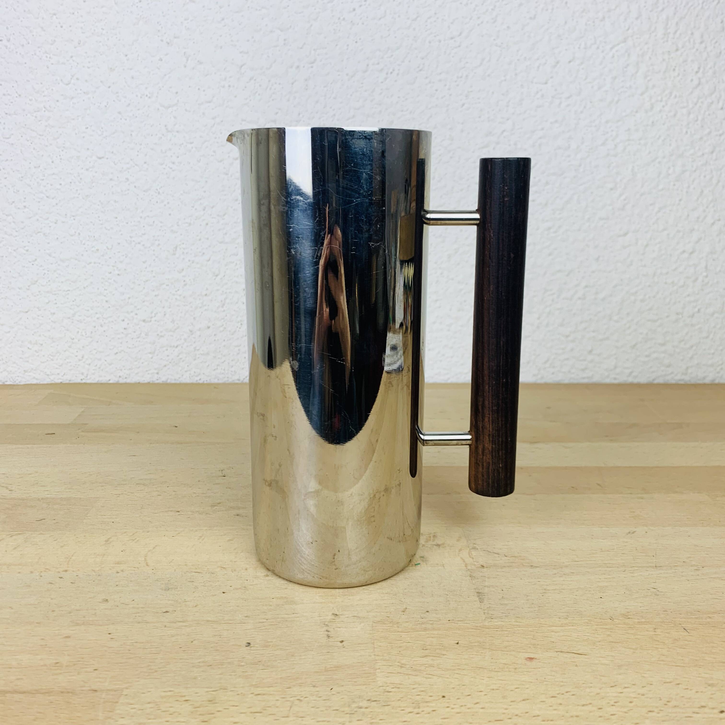 Scandinavian pitcher by Guy Degrenne stainless steel and wood