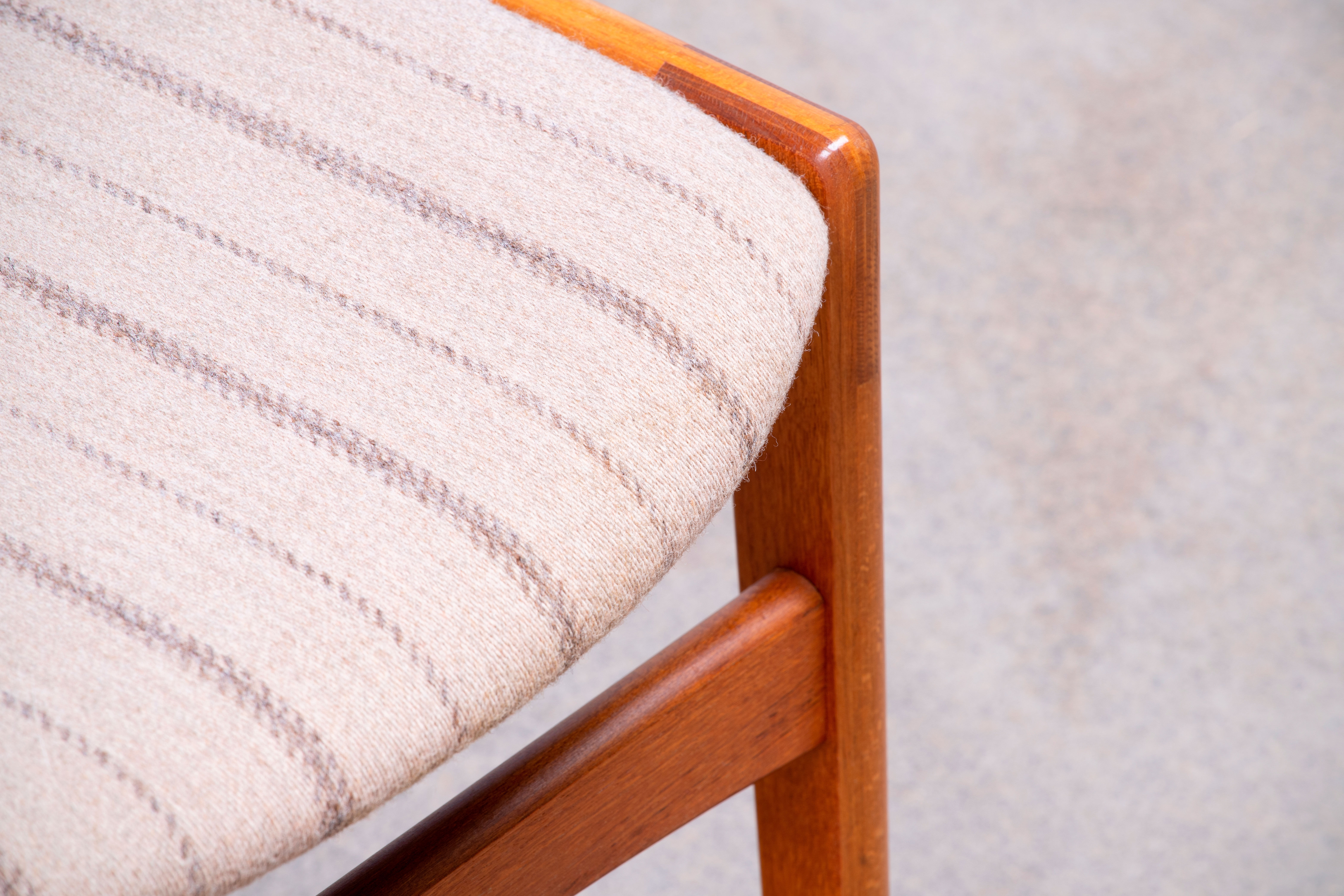 Set of 6 Scandinavian chairs vintage solid teak and wool 1960