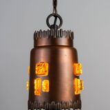 Josef Brumberg JBS Leuchten set of pendants with brass and amber glass