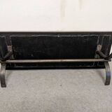 Brutalist coffee table in natural stone and wrought iron circa 1960